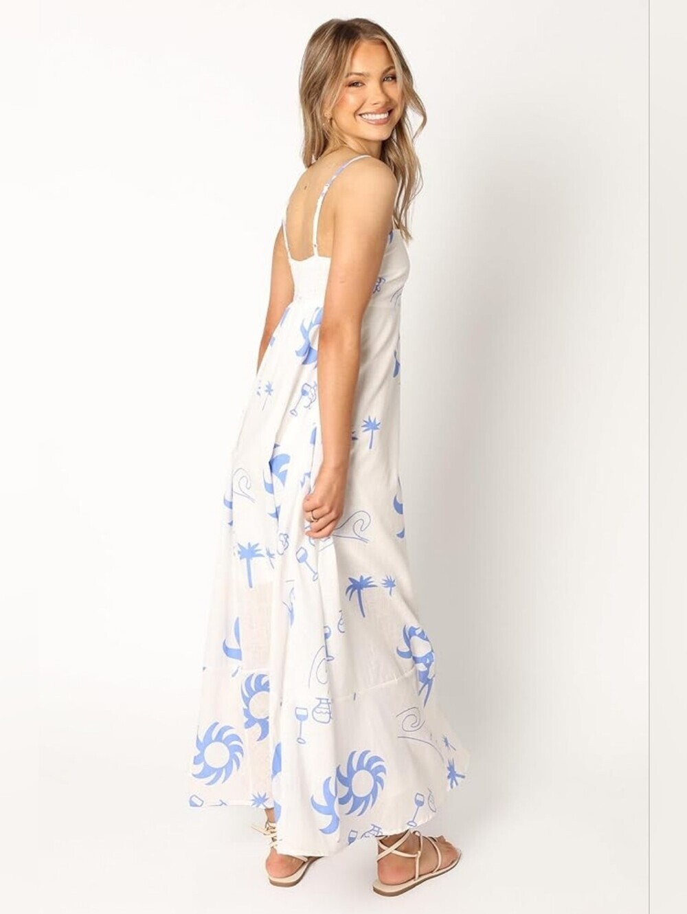 Petal + Pup Blue And White Seville Maxi Dress